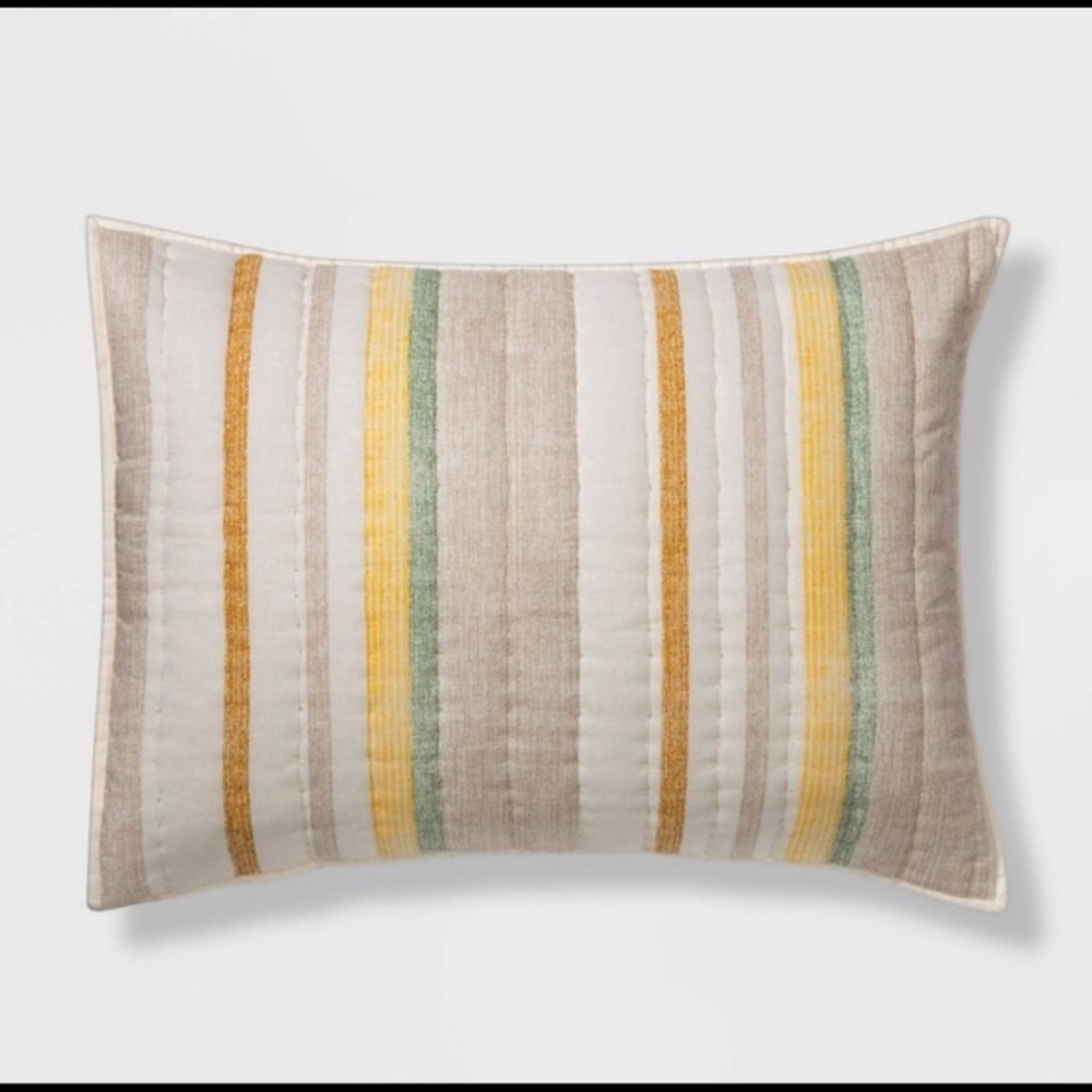 NEW set of 2 Threshold pick stitch stripe Shams - Picture 1 of 8